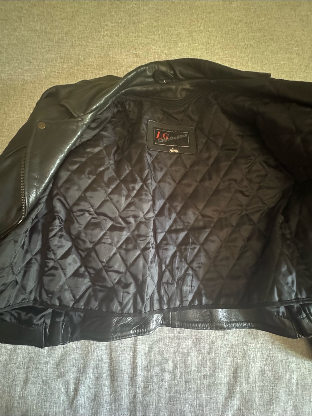 LG Leather Gear Asymmetrical Black Lined Motorcycle Jacket Size L - Picture 11 of 16